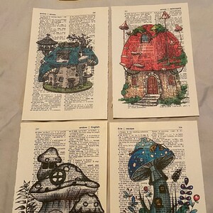 Mushroom House themed dictionary prints