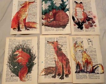 Fox themed dictionary prints