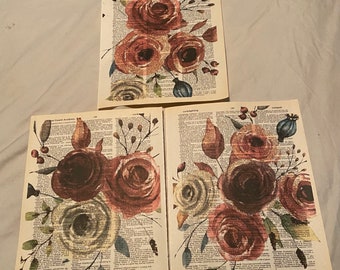 Flower Themed dictionary prints