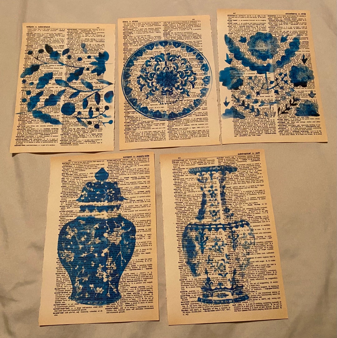 Blue Vase Themed Dictionary Prints Etsy