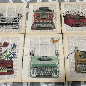 Typewriter themed dictionary prints