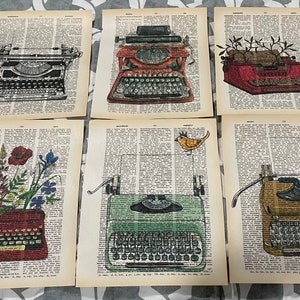 Typewriter themed dictionary prints