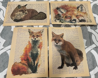 Fox themed dictionary prints