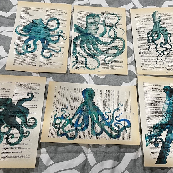 Octopus Themed dictionary prints