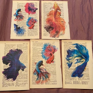 Beta Fish themed dictionary prints