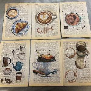 Coffee themed dictionary prints