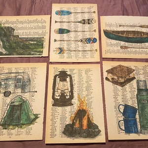 Camping themed dictionary prints