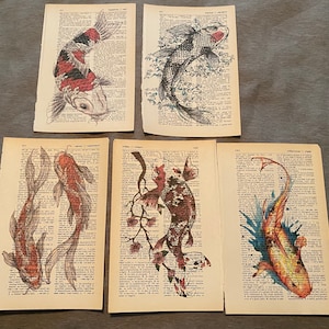 Koi Fish themed dictionary prints