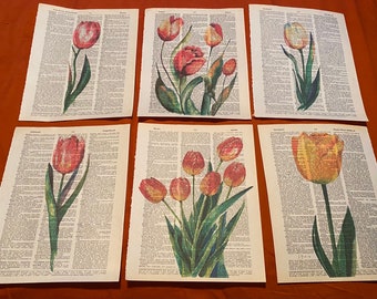 Flower (Tulips) themed dictionary prints