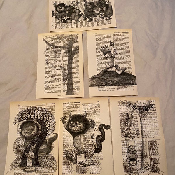 Where the wild things are themed dictionary prints