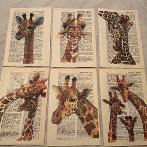 Giraffe themed dictionary prints