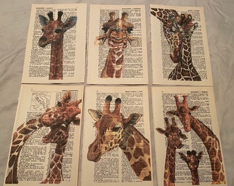 Giraffe themed dictionary prints