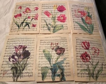 Tulip Flower themed sheet music prints