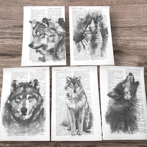 Wolf themed dictionary prints