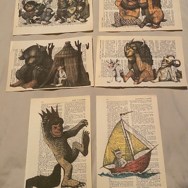 Where the Wild Things Are themed dictionary prints