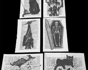 Halloween themed dictionary prints