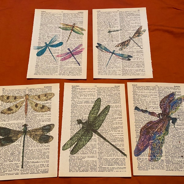 Dragonfly themed dictionary prints