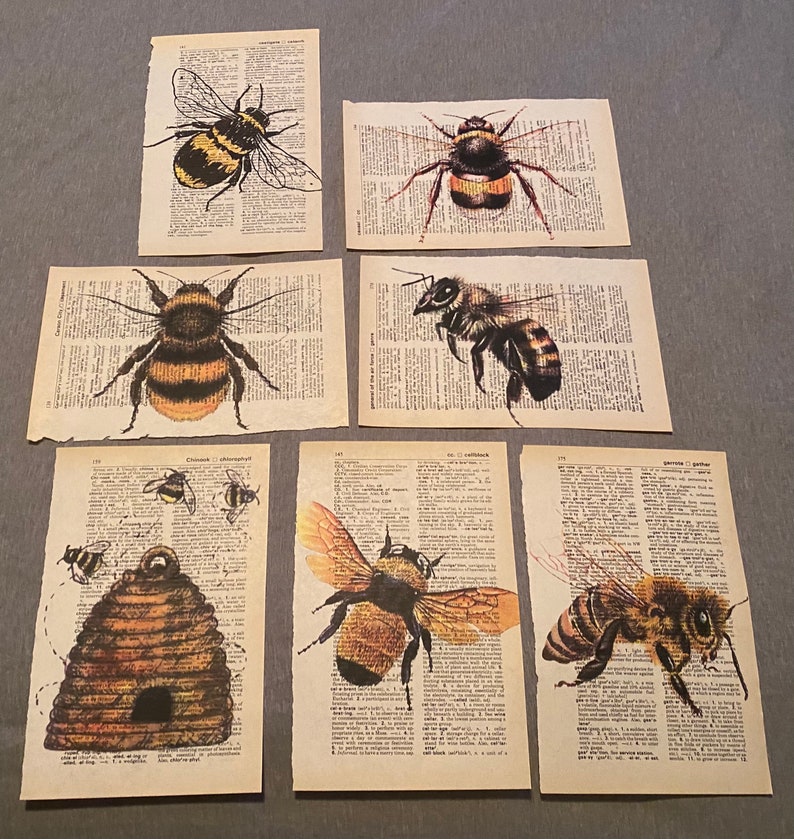 Bee themed dictionary prints image 1