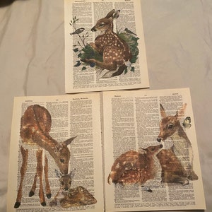 Deer (Fawn) themed dictionary prints