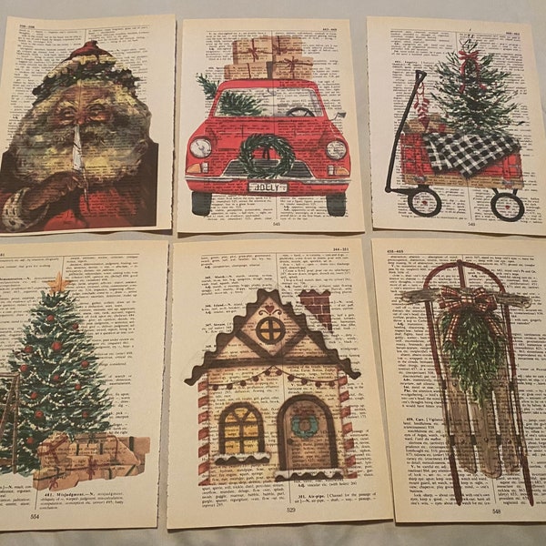 Christmas themed dictionary prints