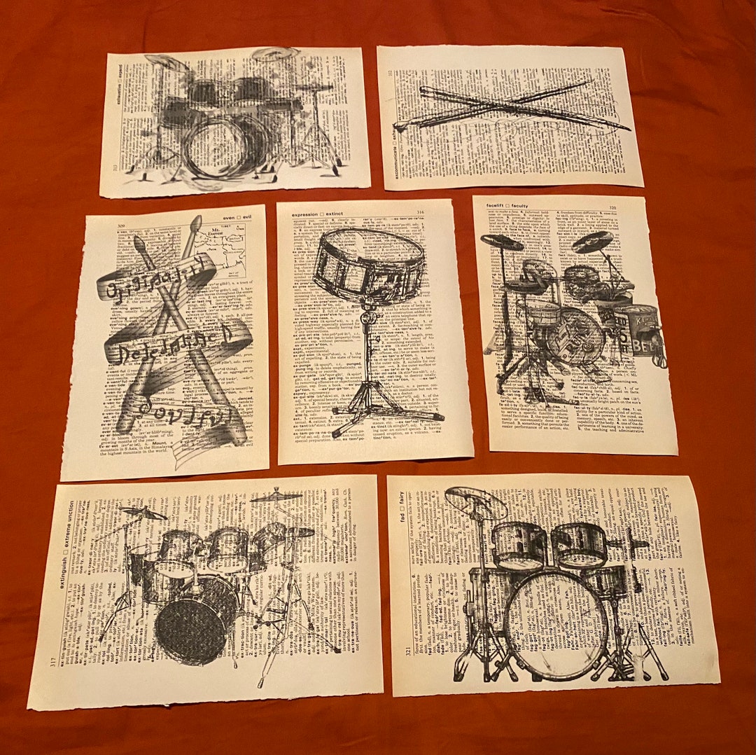 Drum Themed Dictionary Prints Etsy