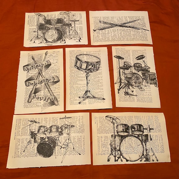 Drum Themed Dictionary Prints Etsy