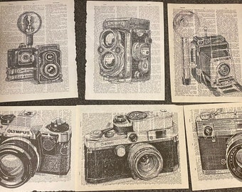 Vintage Camera themed dictionary prints