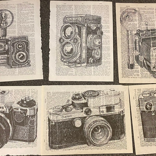 Vintage Camera themed dictionary prints