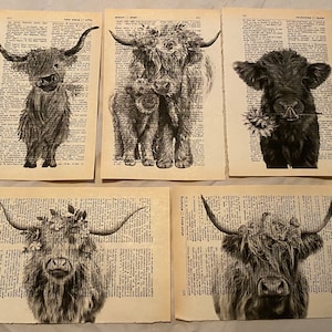 Highland Cow themed dictionary prints