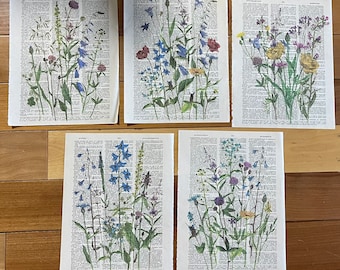 Wildflower Themed Dictionary Prints