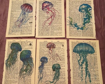 Jellyfish themed dictionary prints