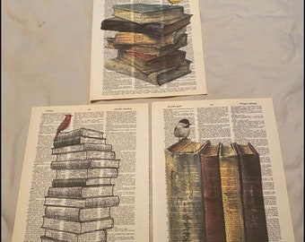 Book themed dictionary prints