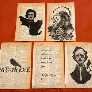 Edgar Allan Poe themed dictionary prints