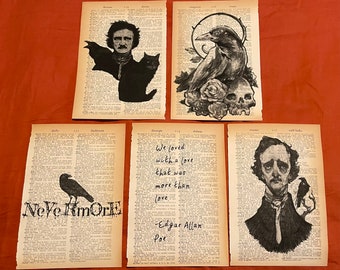 Edgar Allan Poe themed dictionary prints