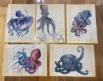 Octopus Themed Dictionary Prints