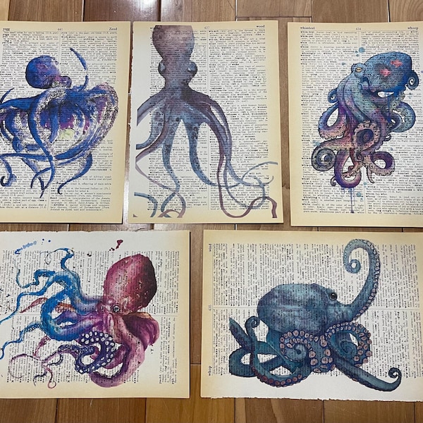 Octopus Themed Dictionary Prints