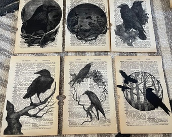 Raven/Crow themed dictionary prints