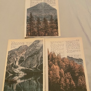 Mountain landscape themed dictionary prints