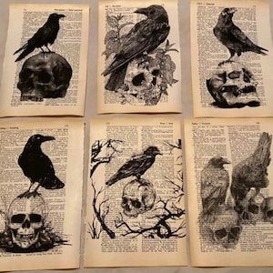 Raven/Crow themed dictionary prints