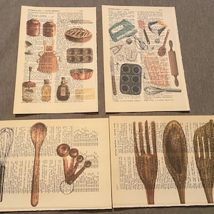 Kitchen themed dictionary prints