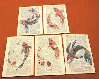 Koi Fish themed dictionary prints