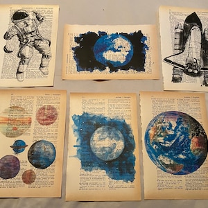 Space themed dictionary prints