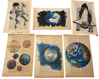 Space themed dictionary prints