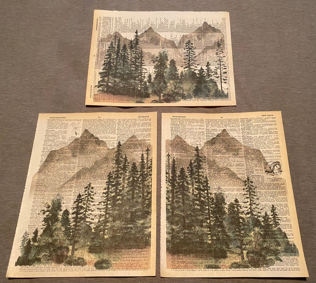 Mountain themed dictionary prints