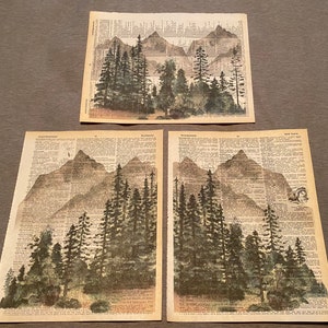 Mountain themed dictionary prints