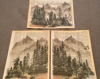 Mountain themed dictionary prints