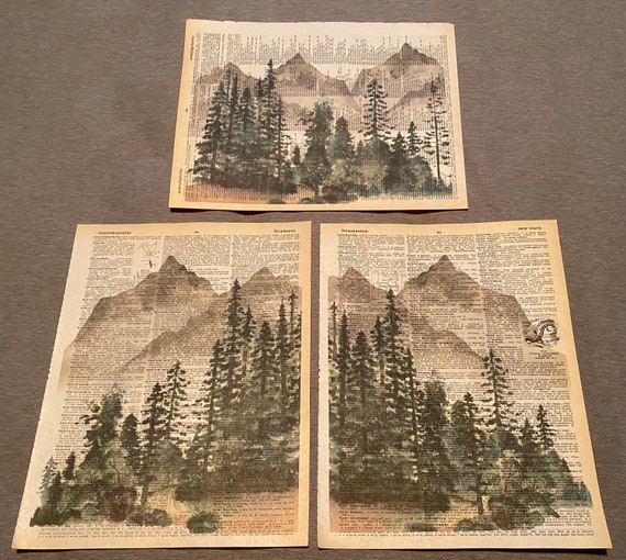 Mountain themed dictionary prints