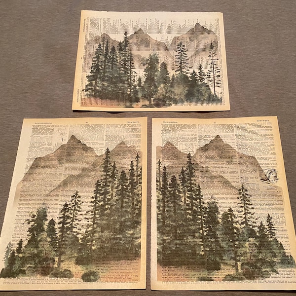 Mountain themed dictionary prints