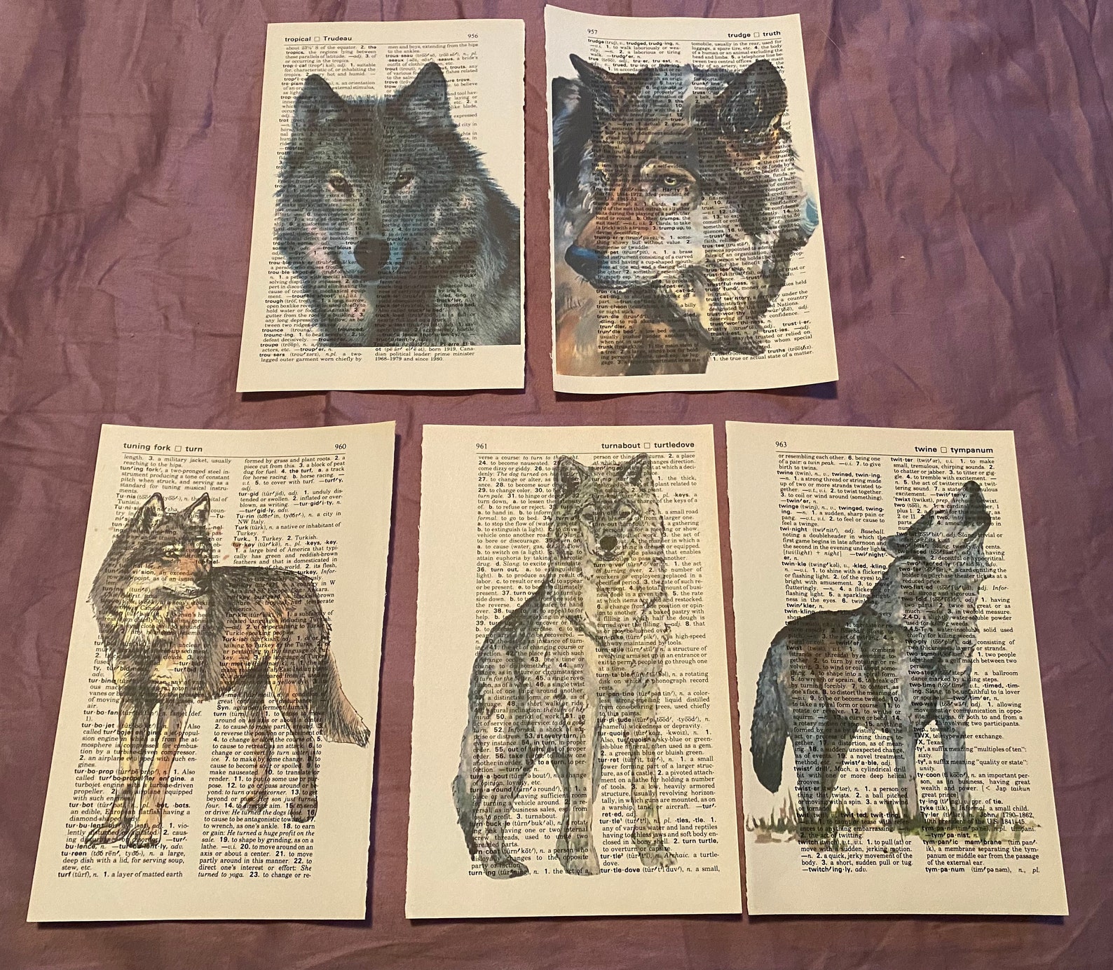 Wolf Themed Dictionary Prints Etsy