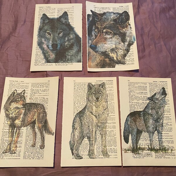 Wolf themed dictionary prints